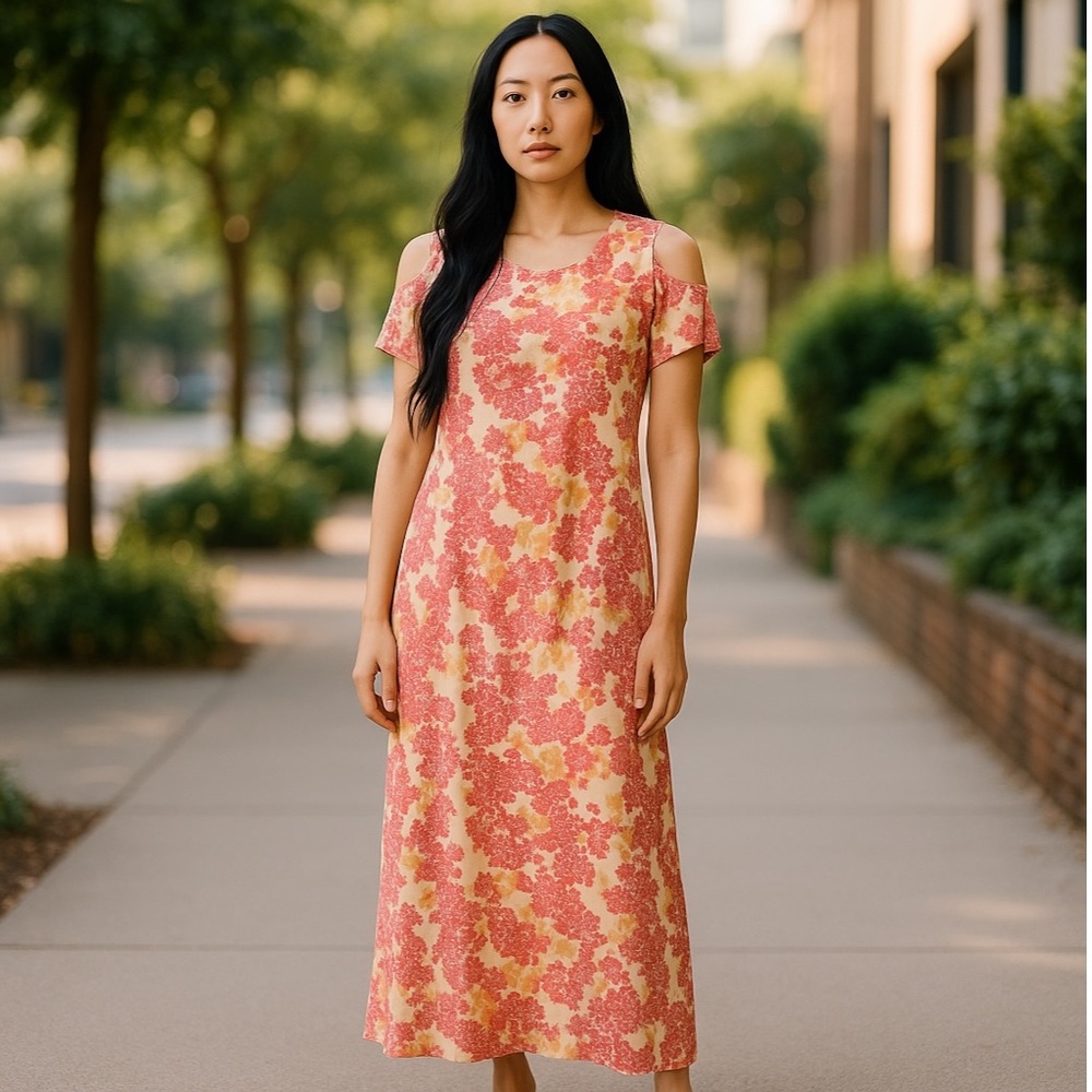 🌼Cold Shoulder Floral Maxi dress NWT